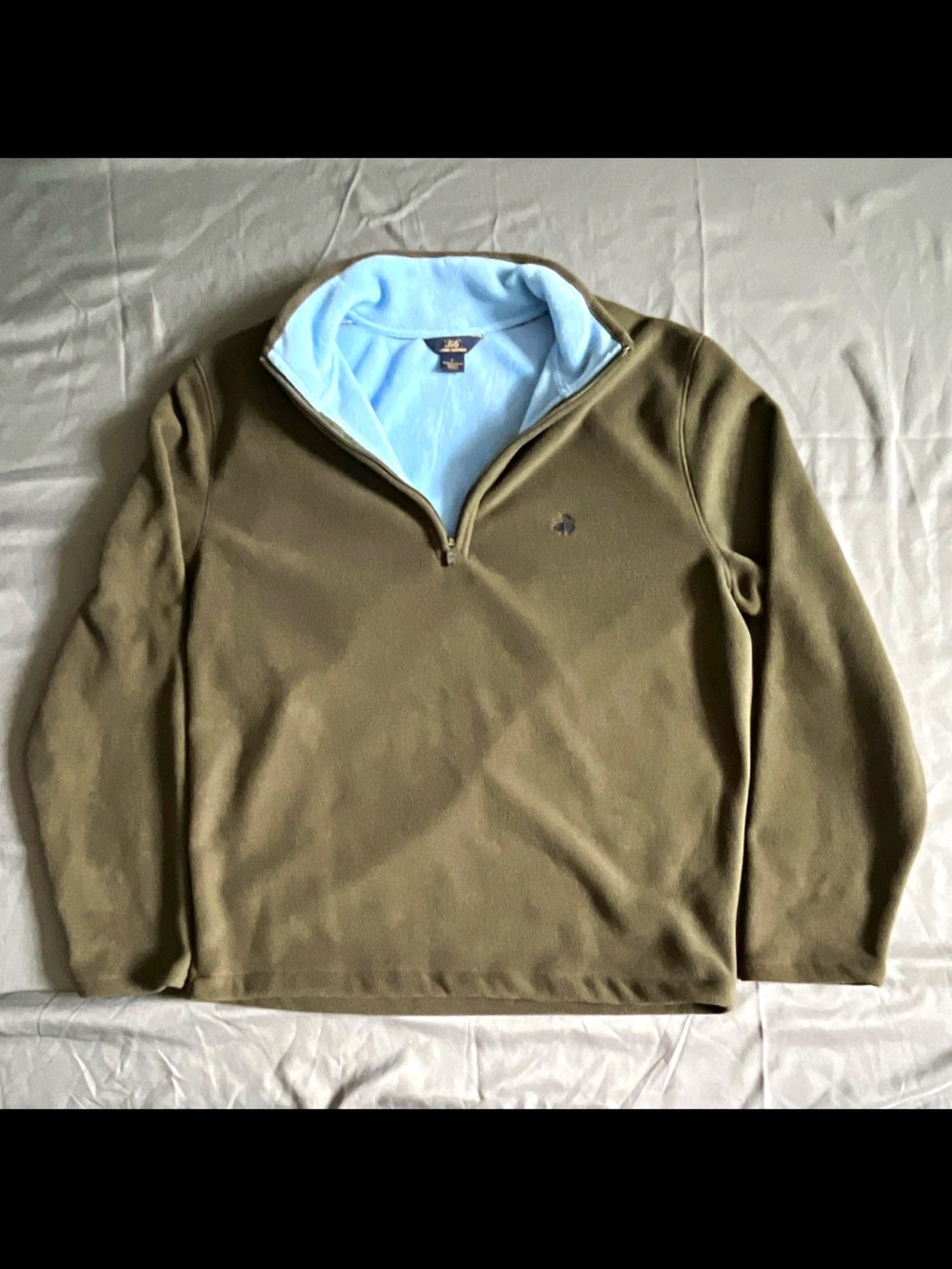 Brooks Brothers 346 Men's L Green Fleece 1/4 Zip Mock Neck Pullover Logo